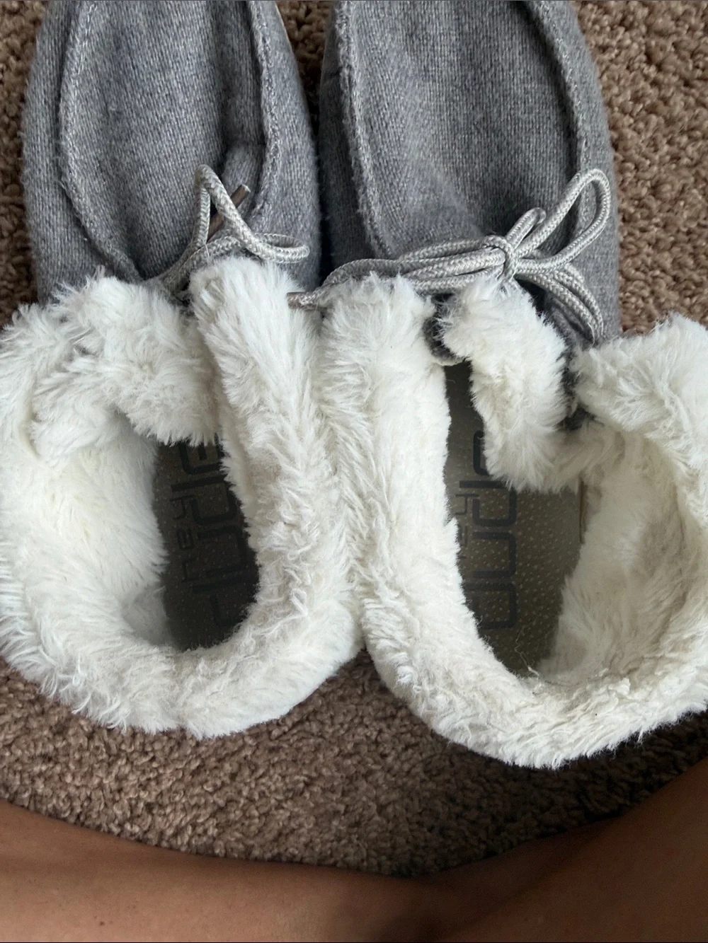 Hey Dude Faux-Fur Lined Grey Slip-On Sneakers Size 7